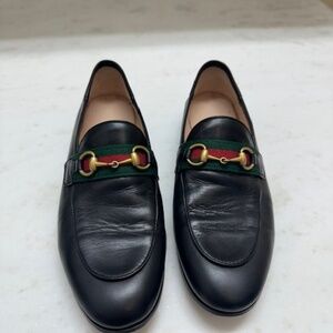 Gucci Brixton Leather Web Horsebit Loafers AUTHENTIC Perfect! 37.5